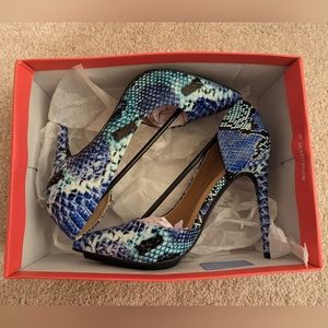 Just Fab faux snakeskin stilettos with replacement heel tips
